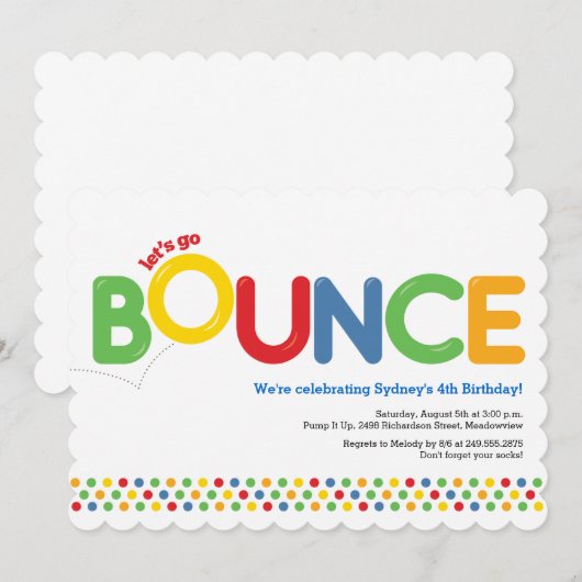 Bounce House Birthday Uitnodiging rood en blauw (Voorkant / Achterkant)