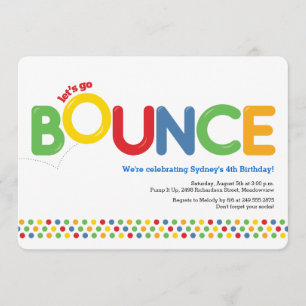 Bounce House Birthday Uitnodiging rood en blauw