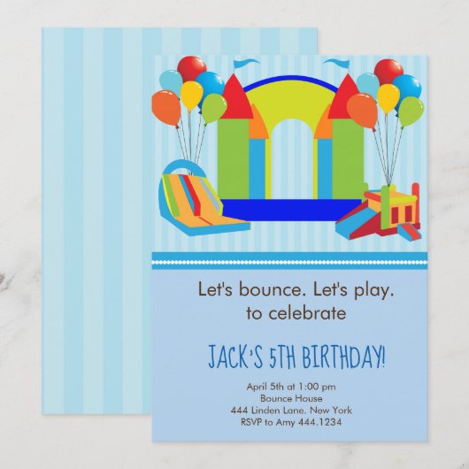 Bounce House Birthday Uitnodigingen (Voorkant / Achterkant)
