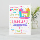 Bounce House Birthday Uitnodigingen voor meisje (Staand voorkant)