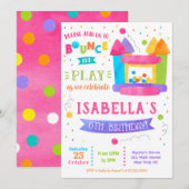 Bounce House Birthday Uitnodigingen voor meisje (Voorkant / Achterkant)