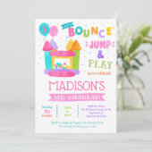 Bounce House Birthday Uitnodigingen voor meisje (Staand voorkant)