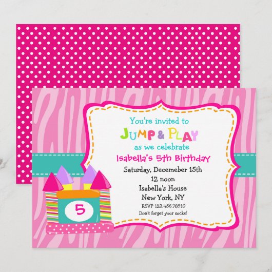 Bounce House Bounce Castle Birthday Uitnodigingen (Voorkant / Achterkant)