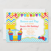 Bounce House Bouncy Castle Birthday Blue Kaart (Voorkant)