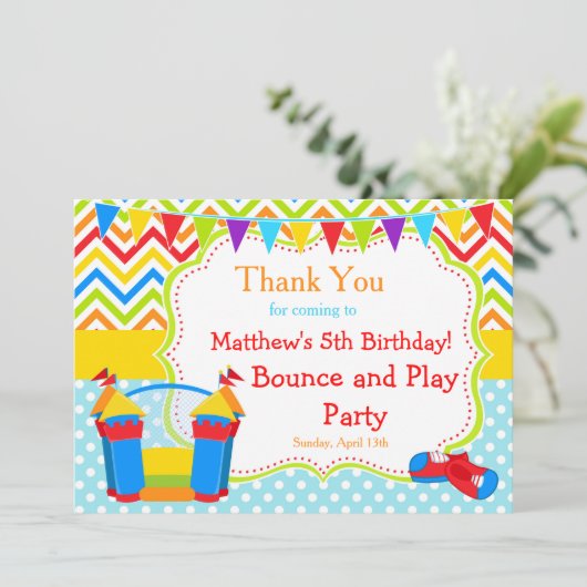 Bounce House Bouncy Castle Birthday Boy Bedankkaart (Staand voorkant)