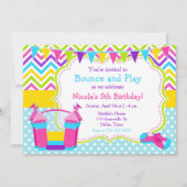 Bounce House Bouncy Castle Birthday Pink Kaart (Voorkant)