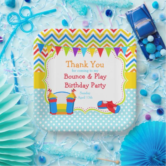 Bounce House Bouncy Castle Verjaardagsfeest Papieren Bordje (Feest)