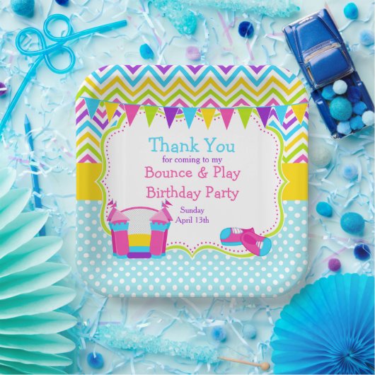 Bounce House Bouncy Castle Verjaardagsfeest Papieren Bordje (Feest)