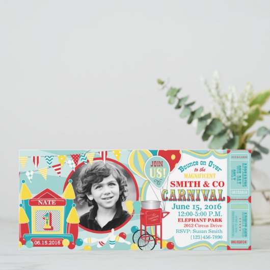 Bounce House Carnaval Birthday Kaart (Staand voorkant)