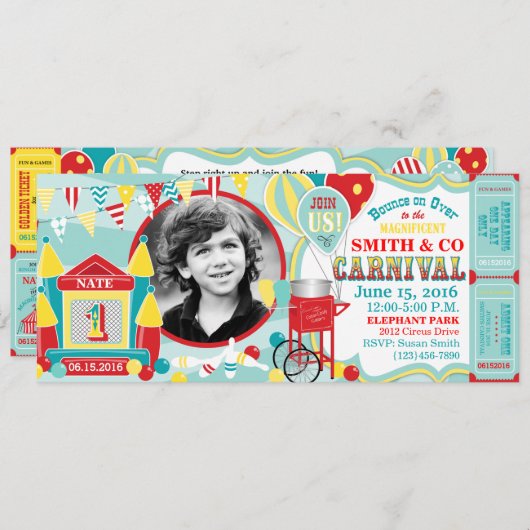 Bounce House Carnaval Birthday Kaart (Voorkant / Achterkant)