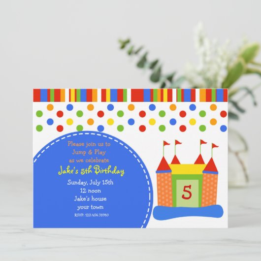 Bounce House Castle Birthday Party Kaart (Staand voorkant)