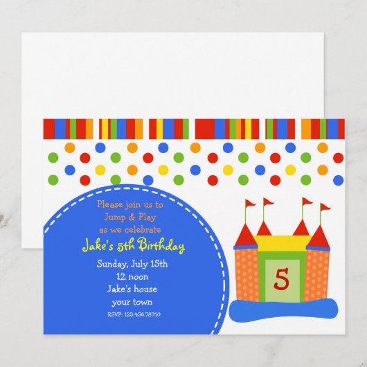 Bounce House Castle Birthday Party Kaart (Voorkant / Achterkant)