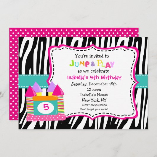 Bounce House Castle Birthday Uitnodigingen (Voorkant / Achterkant)