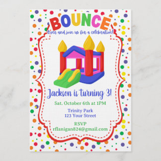 Bounce House Colorful Rainbow Birthday Party  Kaart
