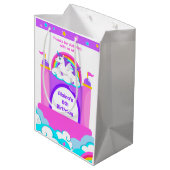 Bounce House Eenhoorn Meisjes Kasteel Verjaardagsf Medium Cadeauzakje (Achterkant Gekanteld)