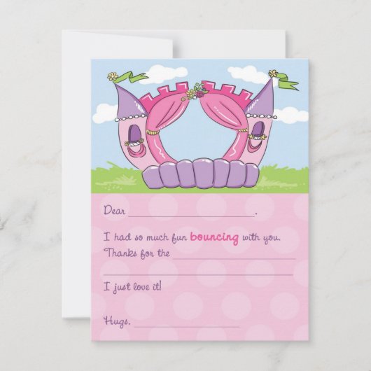 Bounce House Fill-In Dank u Kaart: Prinses Bedankkaart (Voorkant)