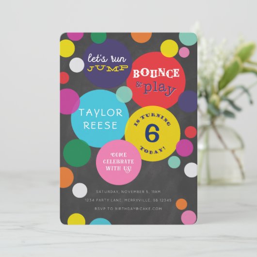 Bounce House Jump Birthday Uitnodiging (Staand voorkant)