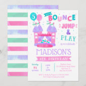 Bounce House Jump Birthday Uitnodigingen voor meis (Voorkant / Achterkant)