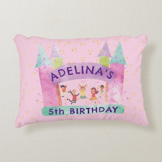 Bounce House Jump Spelen Gymnastiek Kinderen Verja Accent Kussen (Voorkant)