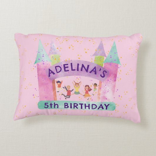 Bounce House Jump Spelen Gymnastiek Kinderen Verja Accent Kussen (Achterkant)