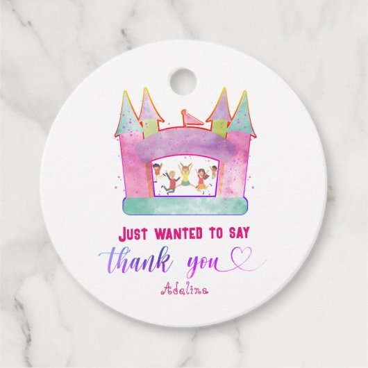 Bounce House Jump Spelen Gymnastiek Kinderen Verja Bedankjes Labels (Voorkant)