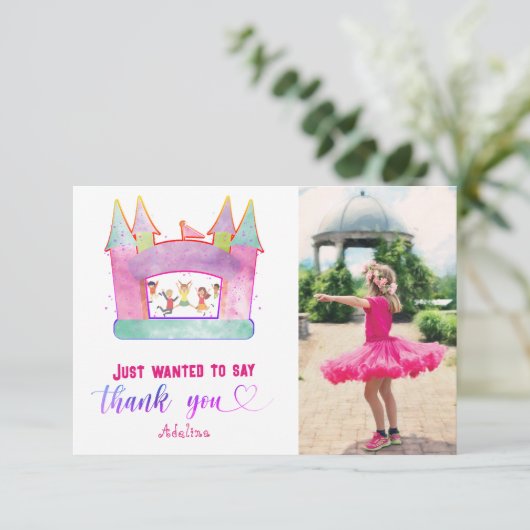 Bounce House Jump Spelen Gymnastiek Kinderen Verja Bedankkaart (Staand voorkant)