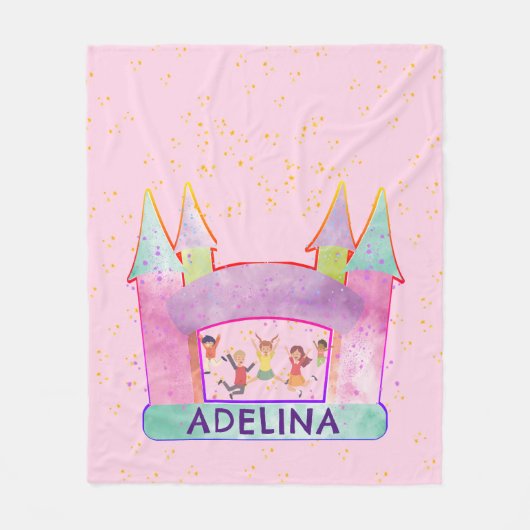 Bounce House Jump Spelen Gymnastiek Kinderen Verja Fleece Deken (Voorkant)