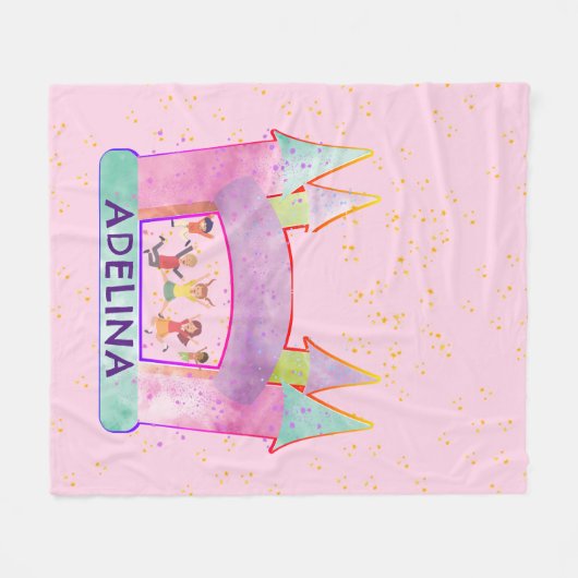 Bounce House Jump Spelen Gymnastiek Kinderen Verja Fleece Deken (Voorkant (Horizontaal))