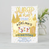 Bounce House Jump Spelen Gymnastiek Kinderen Verja Folie Uitnodiging (Staand Voorkant)