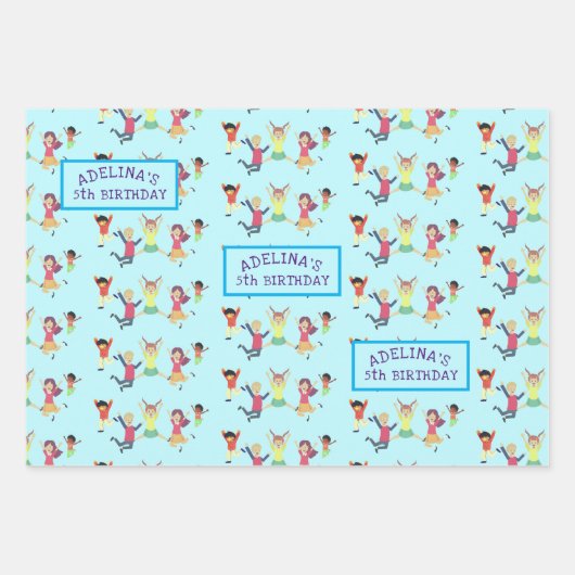 Bounce House Jump Spelen Gymnastiek Kinderen Verja Inpakpapier Vel (Voorkant 3)