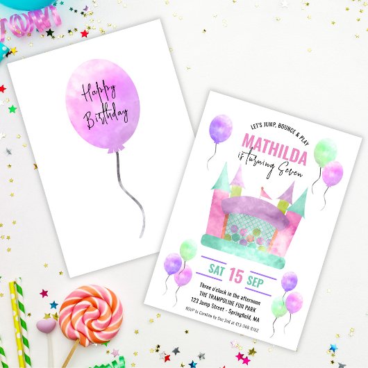 Bounce House Jump Trampoline Meisje Verjaardagsfee Kaart