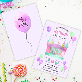 Bounce House Jump Trampoline Meisje Verjaardagsfee Kaart