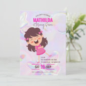 Bounce House Jump Trampoline Opal Meisjes Verjaard Kaart (Staand voorkant)