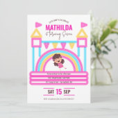 Bounce House Jump Trampoline Party Kinderen Verjaa Kaart (Staand voorkant)