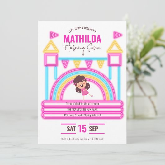 Bounce House Jump Trampoline Party Kinderen Verjaa Kaart (Staand voorkant)