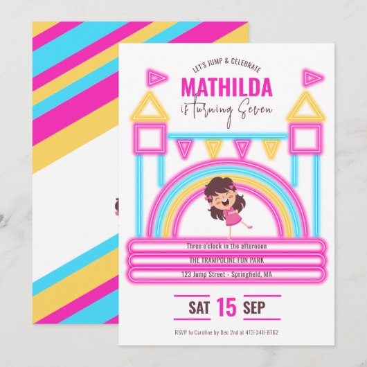 Bounce House Jump Trampoline Party Kinderen Verjaa Kaart (Voorkant / Achterkant)