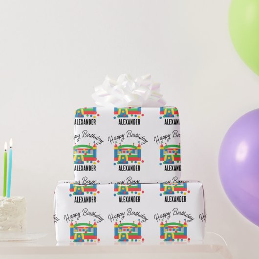 Bounce House Jumping Castle Ball Kinder naam Cadeaupapier (Feestgeschenken)