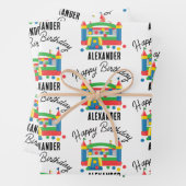 Bounce House Jumping Castle Ball Kinder naam Inpakpapier Vel (In situ)