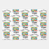 Bounce House Jumping Castle Ball Kinder naam Inpakpapier Vel (Voorkant)