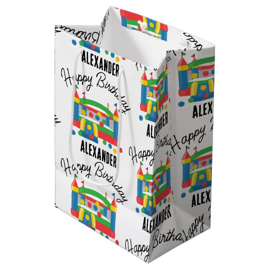 Bounce House Jumping Castle Ball Kinder naam Medium Cadeauzakje (Voorkant Gekanteld)