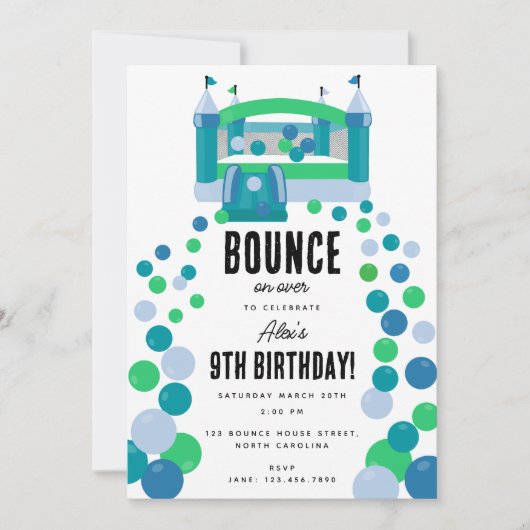 Bounce House Jumping Castle Boys Verjaardagsfeest Kaart (Voorkant)