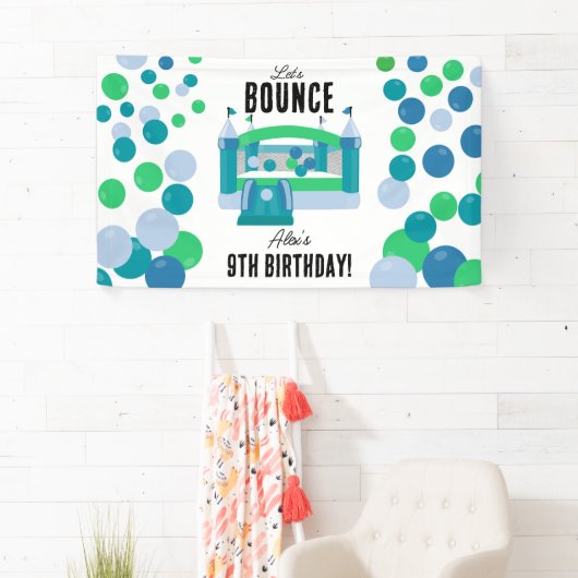 Bounce House Jumping Castle Boys Verjaardagsfeest Spandoek (Insitu)