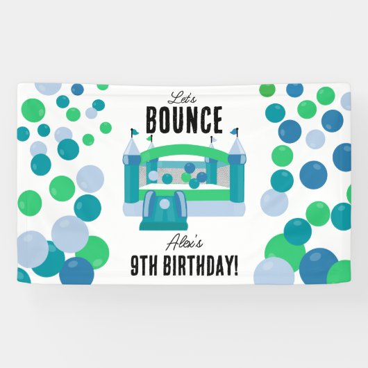 Bounce House Jumping Castle Boys Verjaardagsfeest Spandoek (Horizontaal)