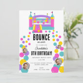 Bounce House Jumping Castle Girls Foto Verjaardag Kaart (Staand voorkant)