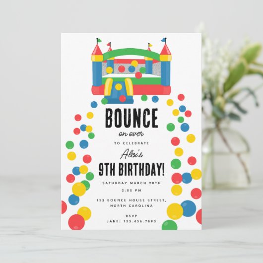Bounce House Jumping Castle Kids Verjaardagsfeest Kaart (Staand voorkant)