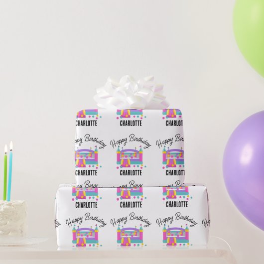 Bounce House Jumping Castle Meisjes Verjaardagsfee Cadeaupapier (Feestgeschenken)