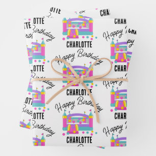 Bounce House Jumping Castle Meisjes Verjaardagsfee Inpakpapier Vel