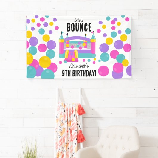 Bounce House Jumping Castle Meisjes Verjaardagsfee Spandoek (Insitu)