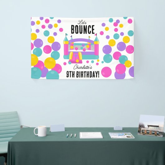 Bounce House Jumping Castle Meisjes Verjaardagsfee Spandoek (Beurs)