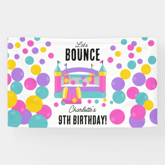 Bounce House Jumping Castle Meisjes Verjaardagsfee Spandoek (Horizontaal)